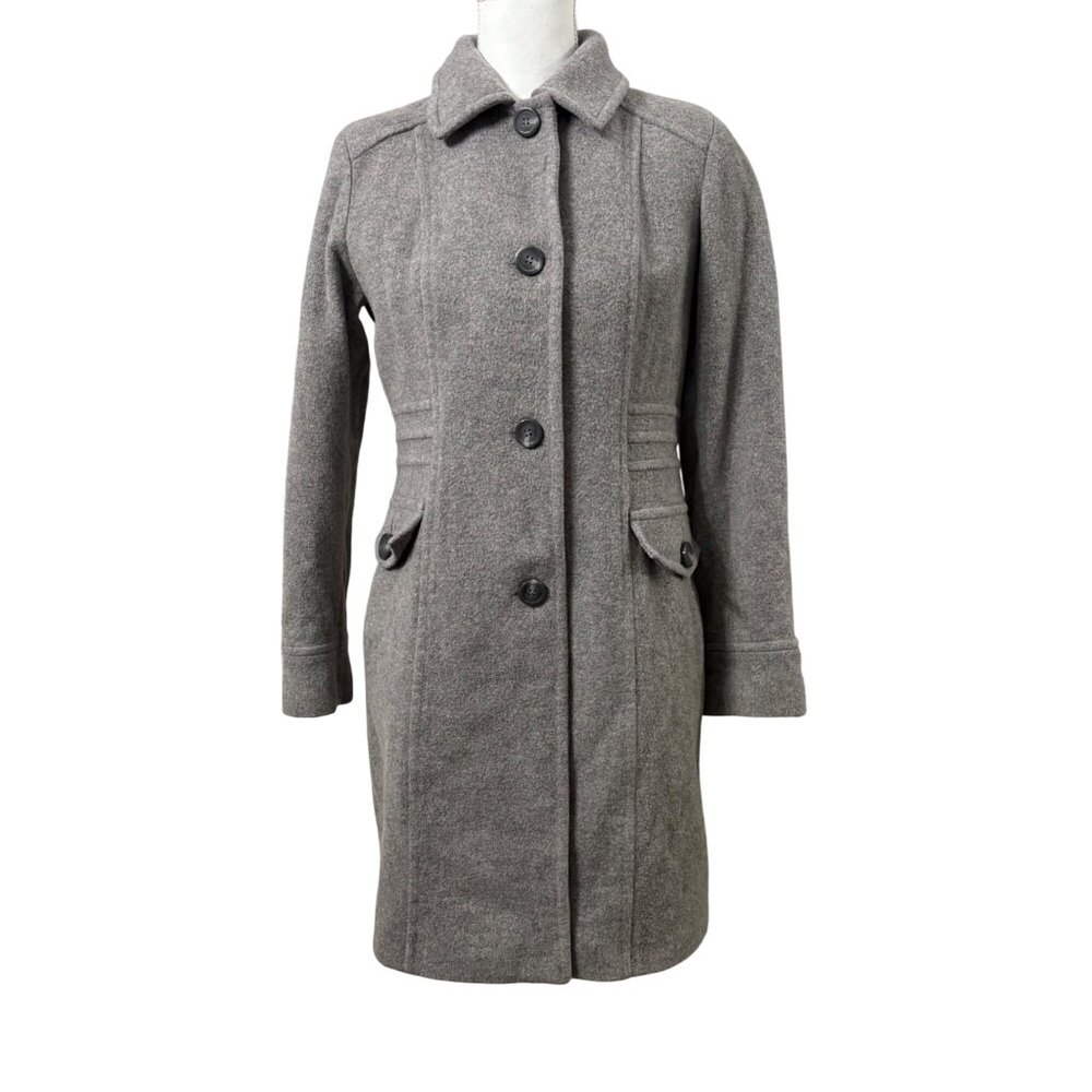 Anne Klein Sophisticated Gray Wool-Blend Button-Up Winter Coat Womens Size 8